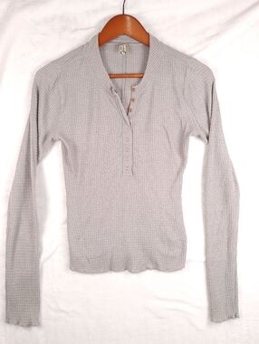 Intimately Free People Long Sleeve Henley Gray